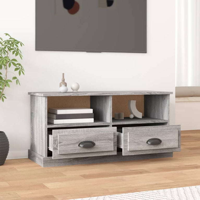 Tv-meubel 93x35,5x45 cm bewerkt hout grijs sonoma eikenkleurig MeubelReus