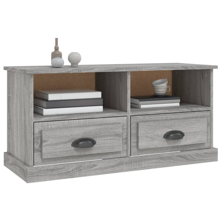 Tv-meubel 93x35,5x45 cm bewerkt hout grijs sonoma eikenkleurig MeubelReus