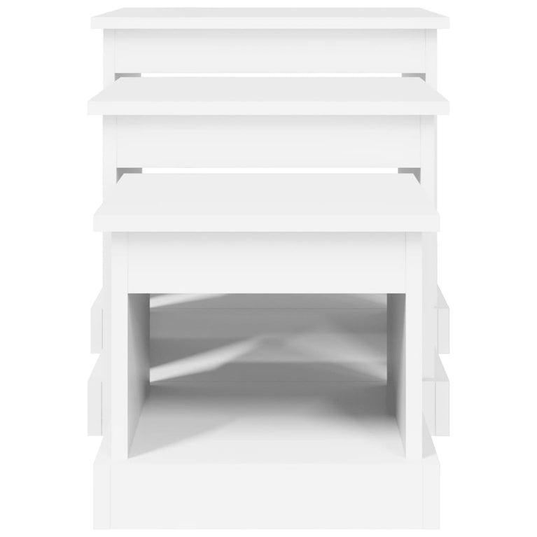 3-delige Tafeltjesset bewerkt hout wit MeubelReus