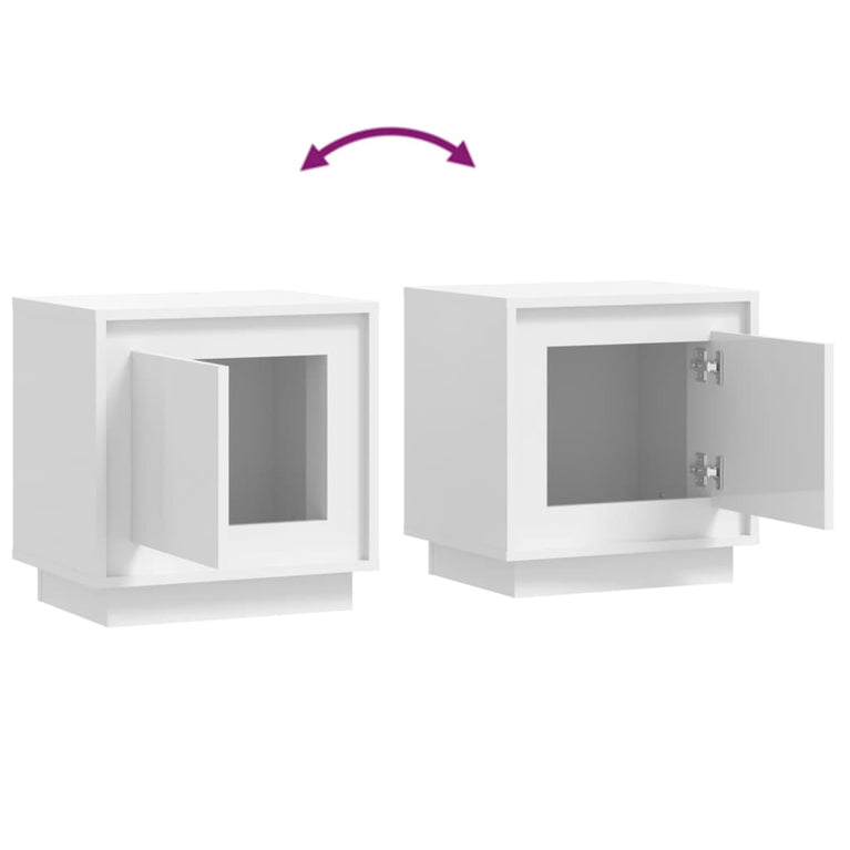 Nachtkastjes 2 st 44x35x45 cm bewerkt hout hoogglans wit MeubelReus