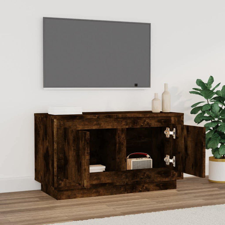 Tv-meubel 80x35x45 cm bewerkt hout gerookt eikenkleurig MeubelReus
