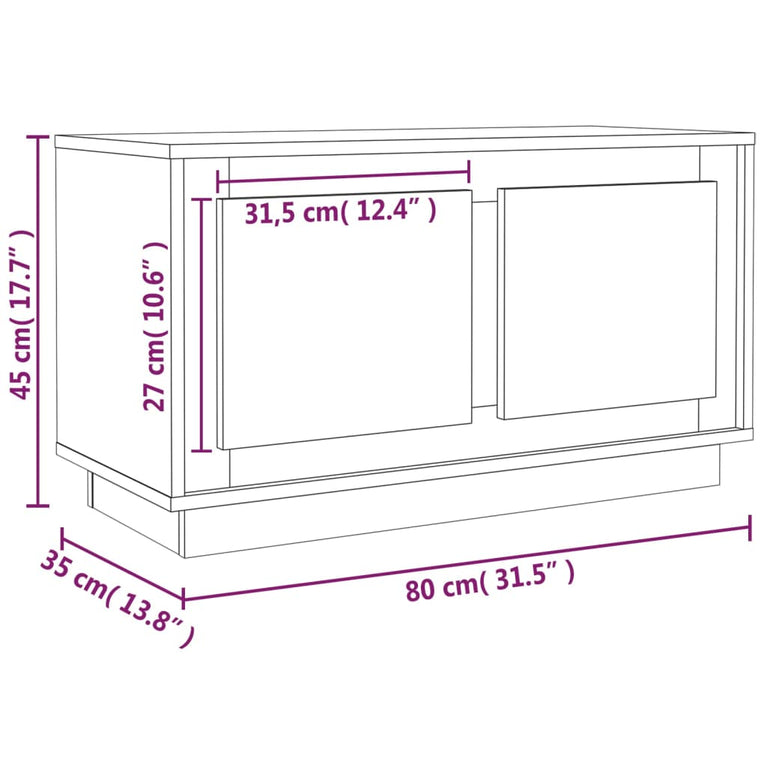 Tv-meubel 80x35x45 cm bewerkt hout grijs sonoma eikenkleurig MeubelReus