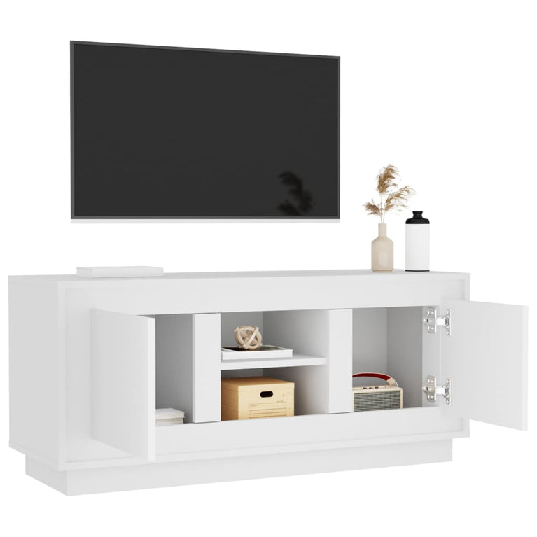 Tv-meubel 102x35x45 cm bewerkt hout wit MeubelReus