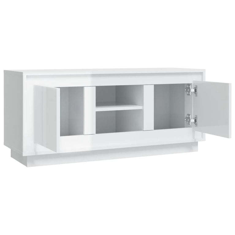 Tv-meubel 102x35x45 cm bewerkt hout hoogglans wit MeubelReus