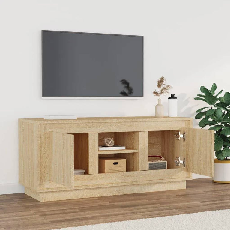 Tv-meubel 102x35x45 cm bewerkt hout sonoma eikenkleurig MeubelReus