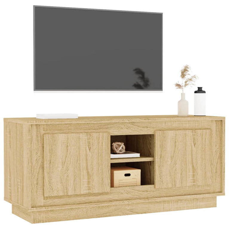 Tv-meubel 102x35x45 cm bewerkt hout sonoma eikenkleurig MeubelReus