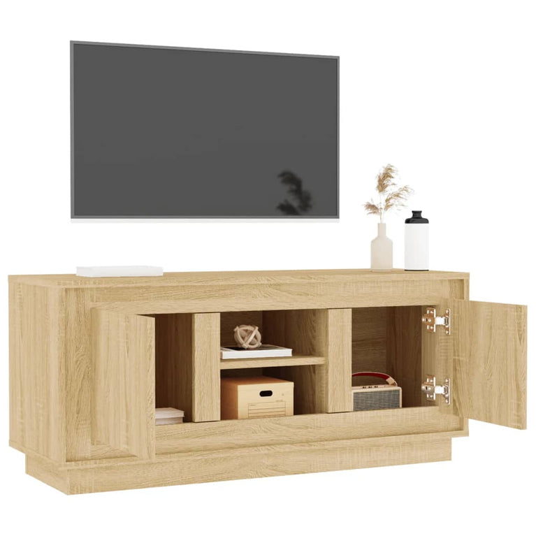 Tv-meubel 102x35x45 cm bewerkt hout sonoma eikenkleurig MeubelReus