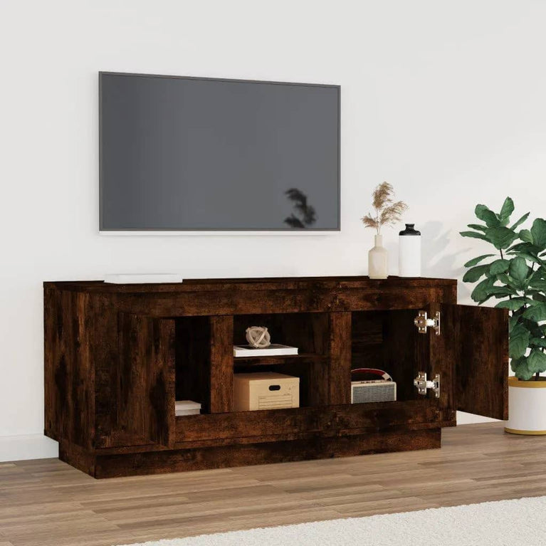 Tv-meubel 102x35x45 cm bewerkt hout gerookt eikenkleurig MeubelReus