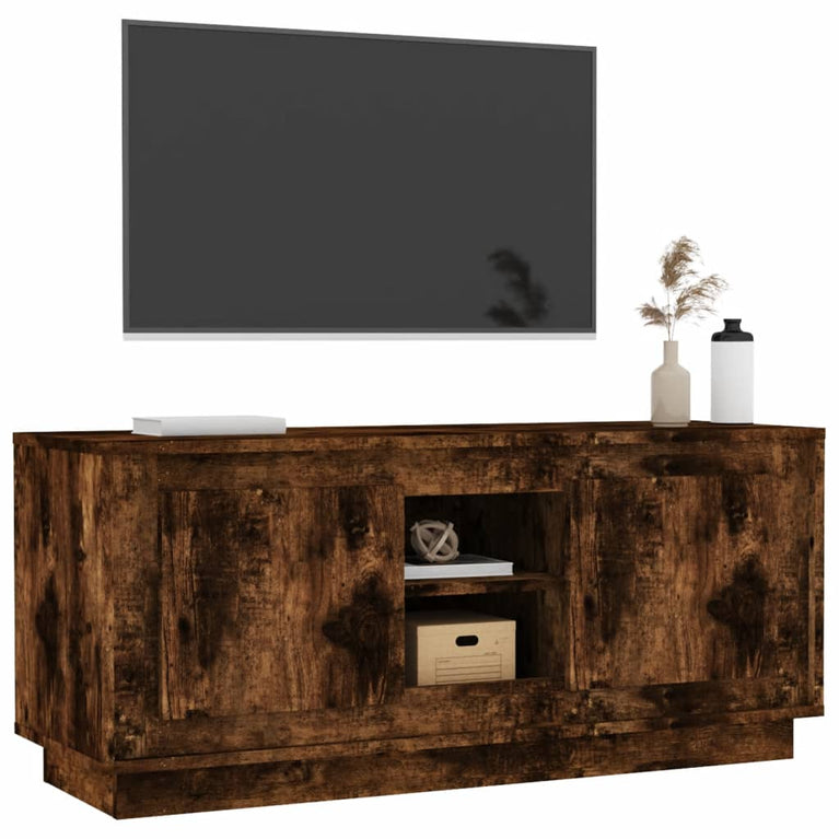 Tv-meubel 102x35x45 cm bewerkt hout gerookt eikenkleurig MeubelReus