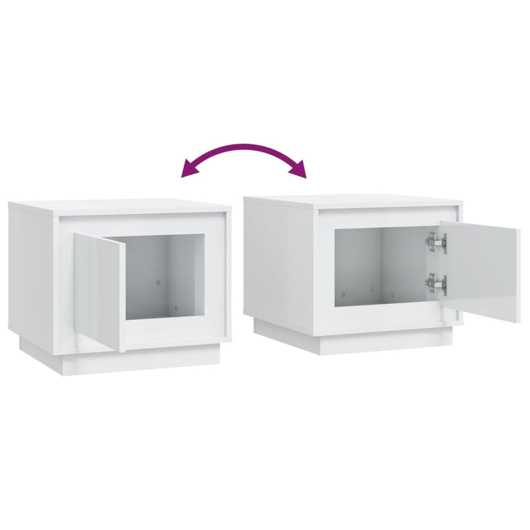 Salontafel 51x50x44 cm bewerkt hout hoogglans wit MeubelReus