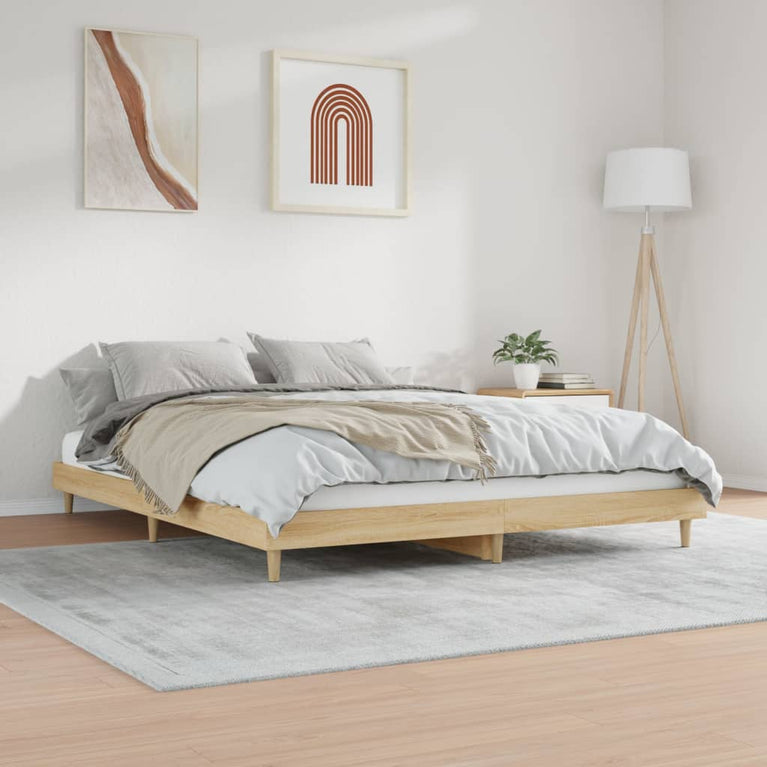 Bedframe bewerkt hout sonoma eikenkleurig 140x200 cm