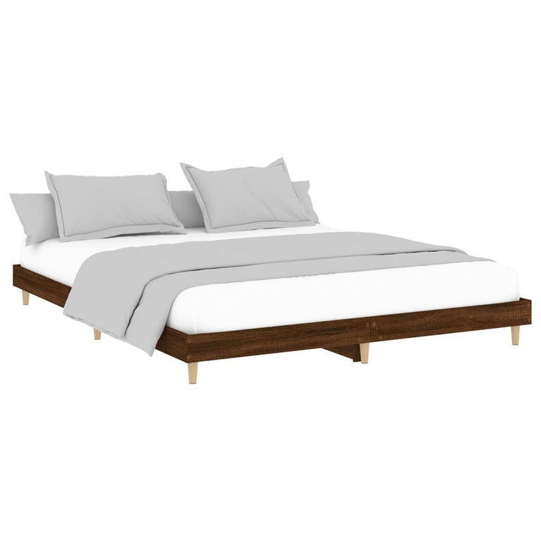 Bedframe bewerkt hout bruin eikenkleur 140x200 cm