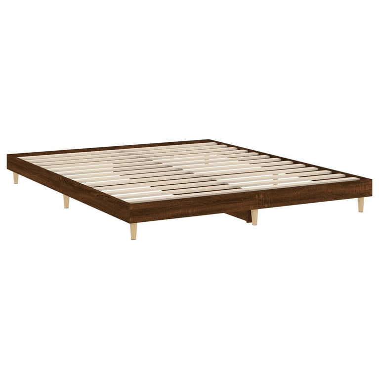 Bedframe bewerkt hout bruin eikenkleur 140x200 cm