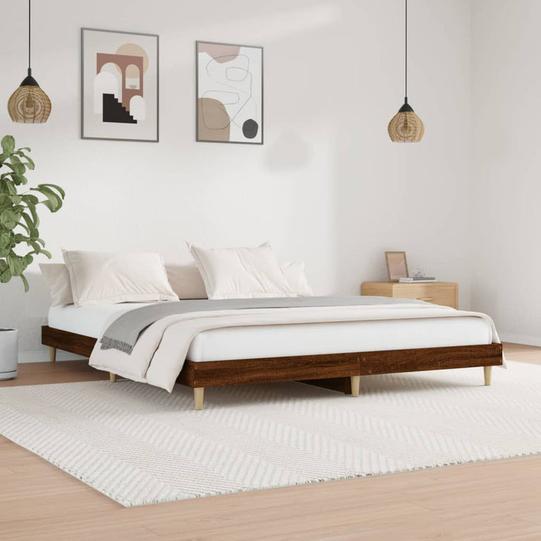 Bedframe bewerkt hout bruin eikenkleur 140x200 cm