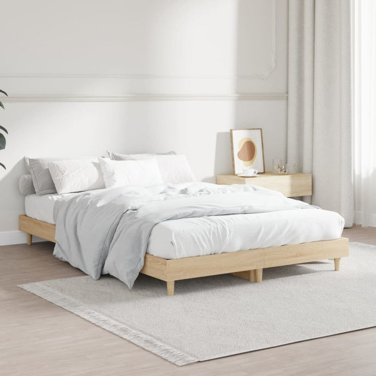 Bedframe bewerkt hout sonoma eikenkleurig 120x190 cm