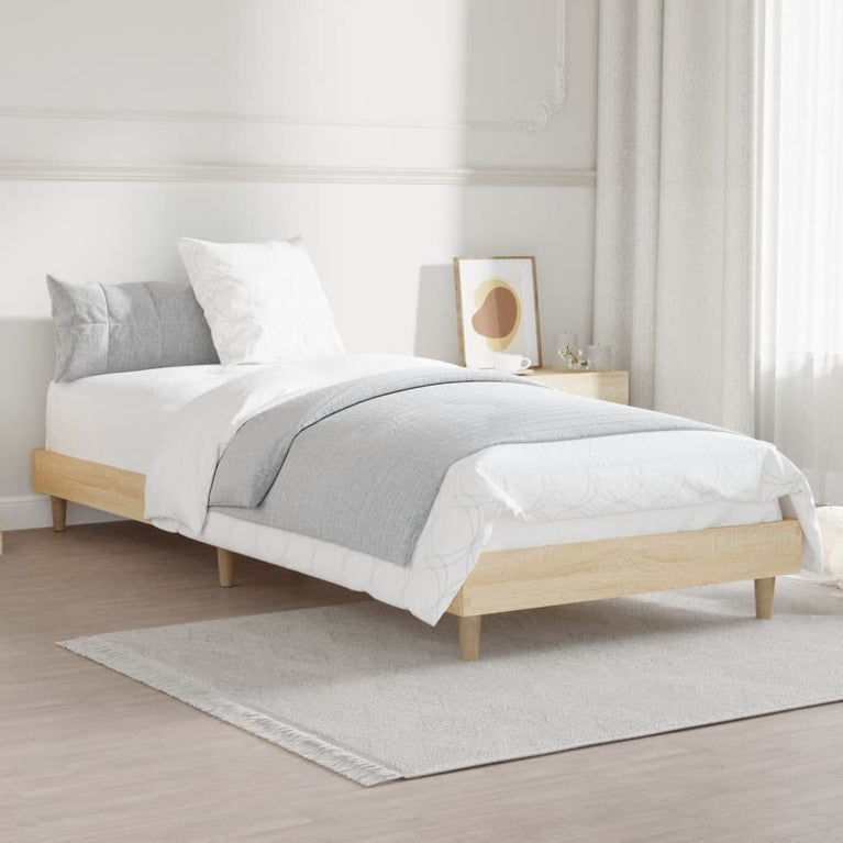 Bedframe bewerkt hout sonoma eikenkleurig 75x190 cm
