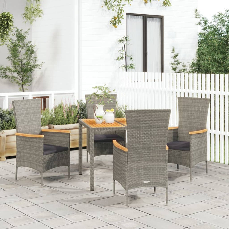5-delige Tuinset met kussens poly rattan grijs MeubelReus