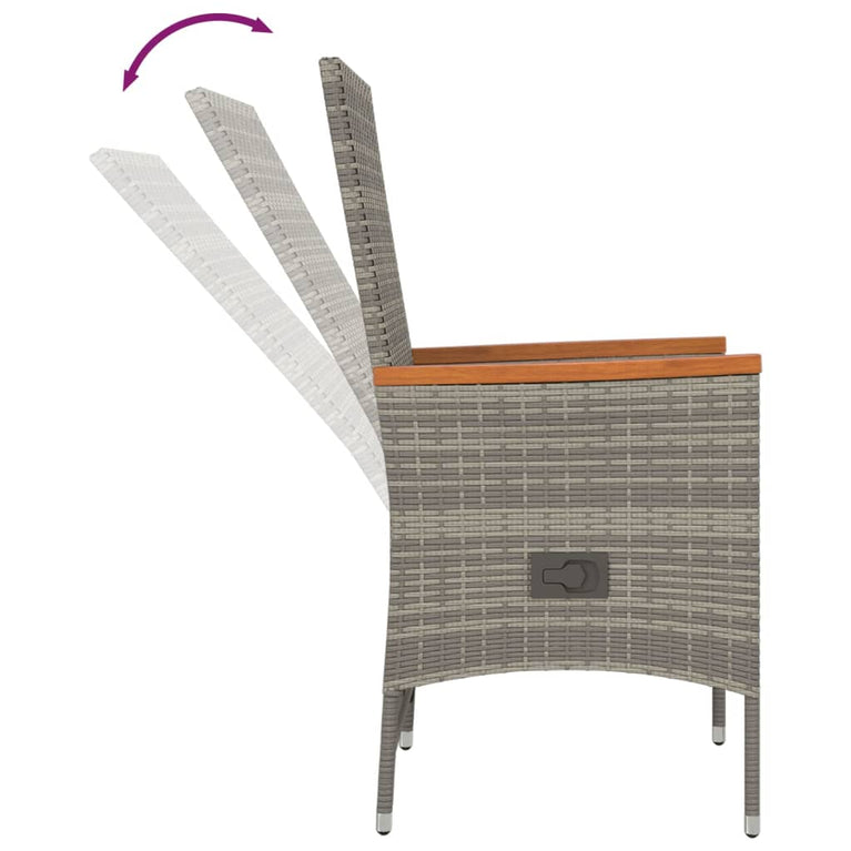 9-delige Tuinset met kussens poly rattan grijs MeubelReus