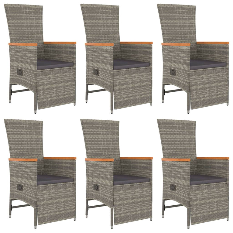 7-delige Tuinset met kussens poly rattan grijs MeubelReus