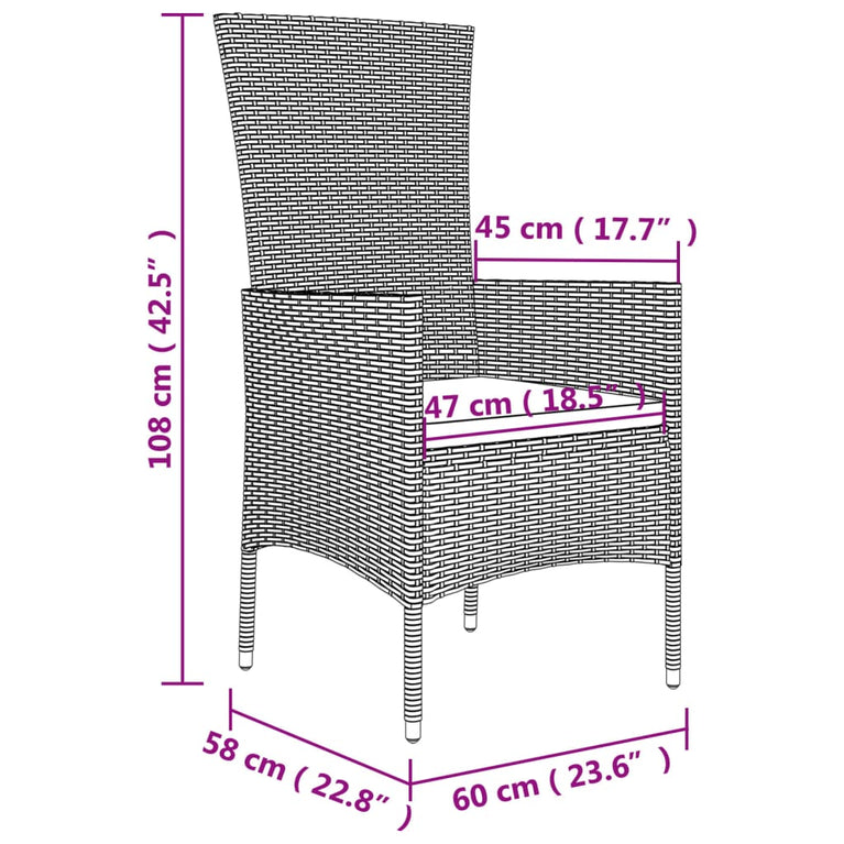 3-delige Tuinset met kussens poly rattan beige MeubelReus