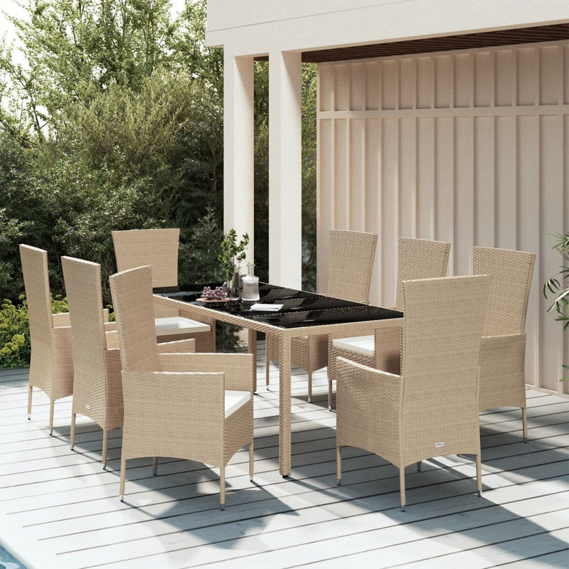 9-delige Tuinset met kussens poly rattan beige MeubelReus
