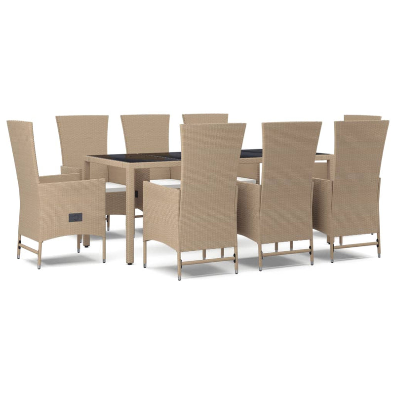 9-delige Tuinset met kussens poly rattan beige MeubelReus