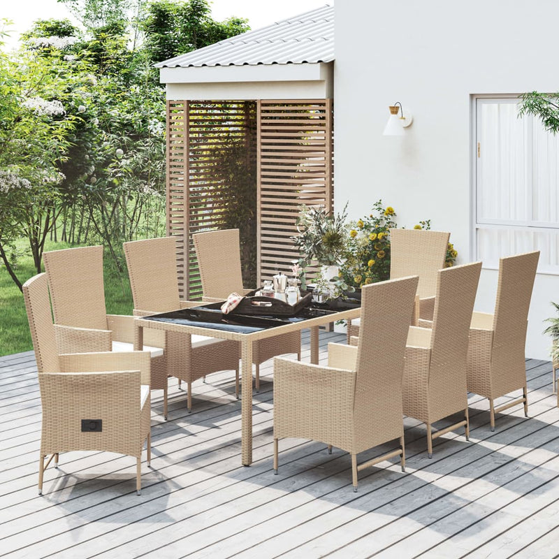 9-delige Tuinset met kussens poly rattan beige MeubelReus