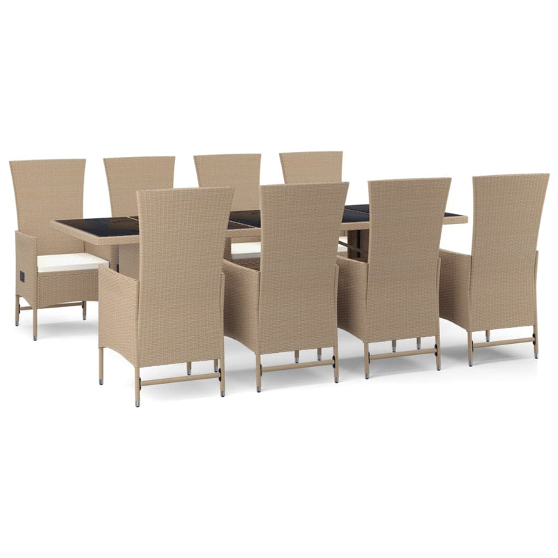 9-delige Tuinset met kussens poly rattan beige MeubelReus