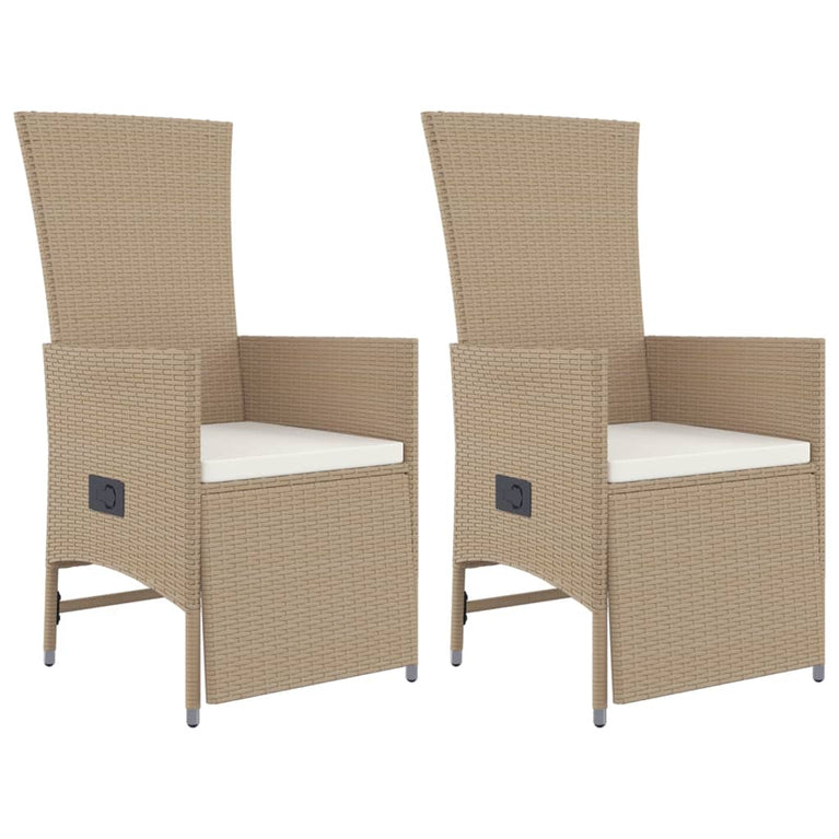 3-delige Tuinset met kussens poly rattan beige