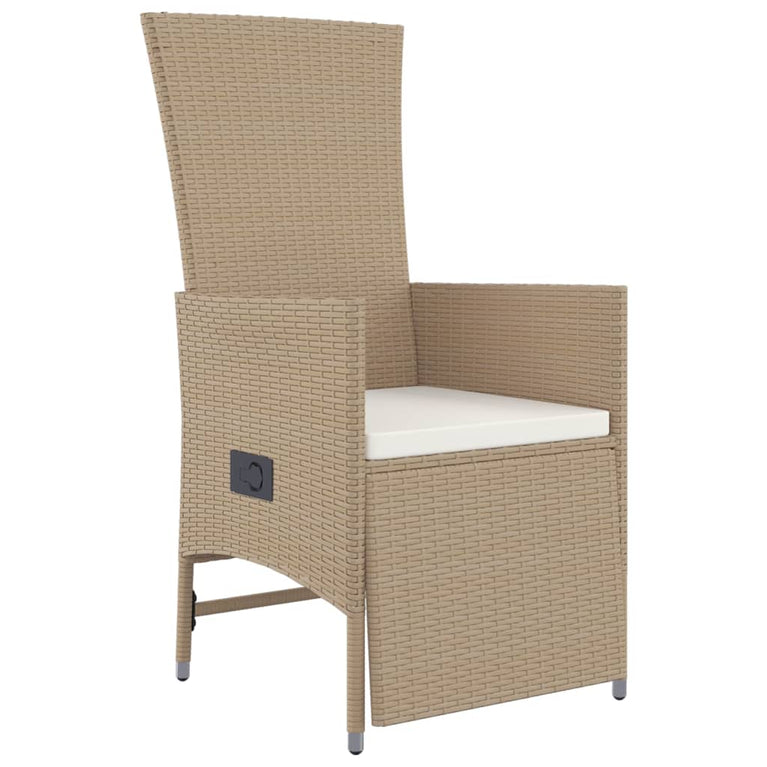 3-delige Tuinset met kussens poly rattan beige