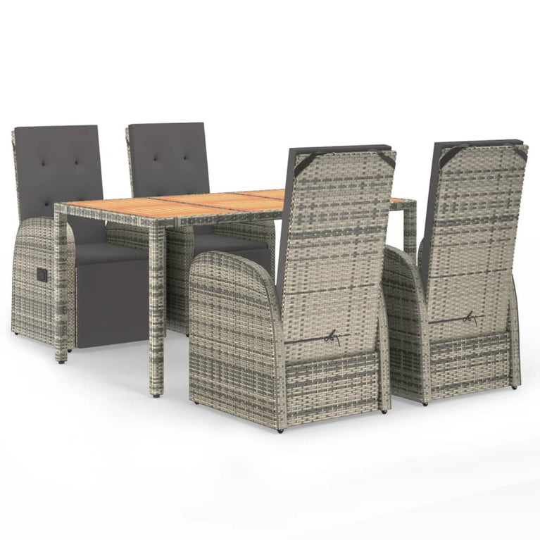 5-delige Tuinset met kussens poly rattan grijs MeubelReus