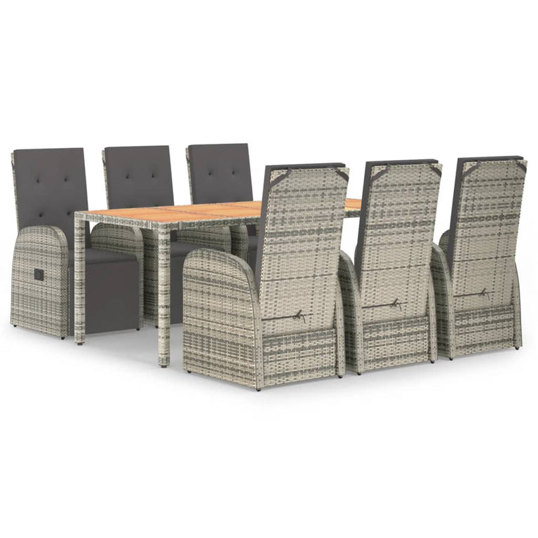 7-delige Tuinset met kussens poly rattan grijs MeubelReus