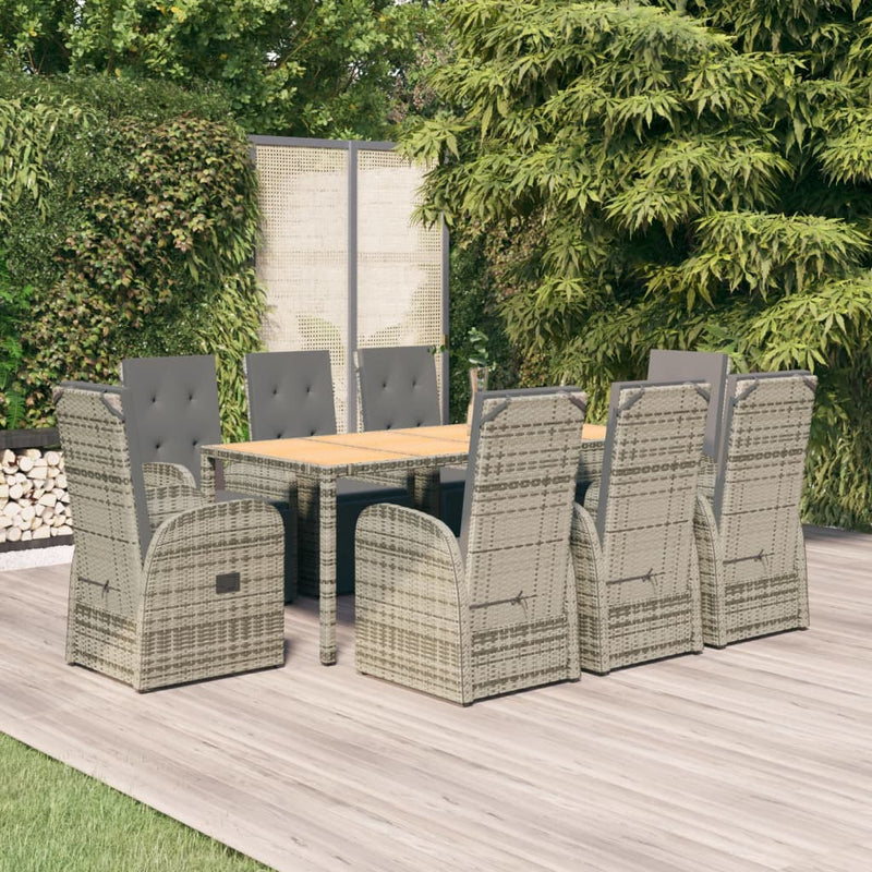 9-delige Tuinset met kussens poly rattan grijs MeubelReus