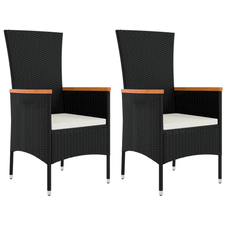 3-delige Loungeset poly rattan en massief acaciahout zwart MeubelReus