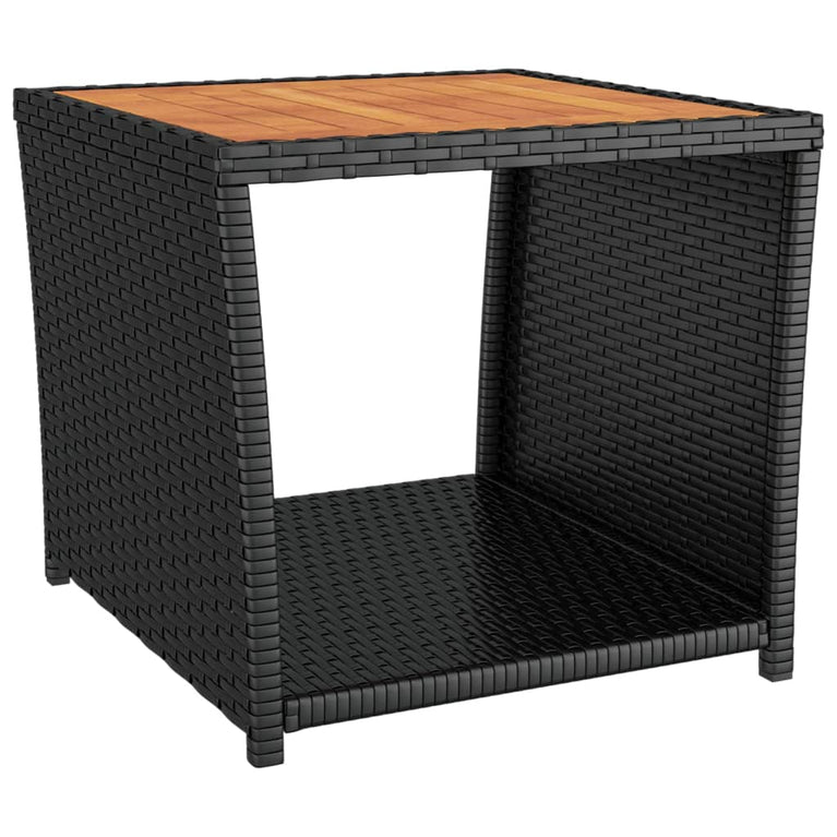3-delige Loungeset poly rattan en massief acaciahout zwart MeubelReus