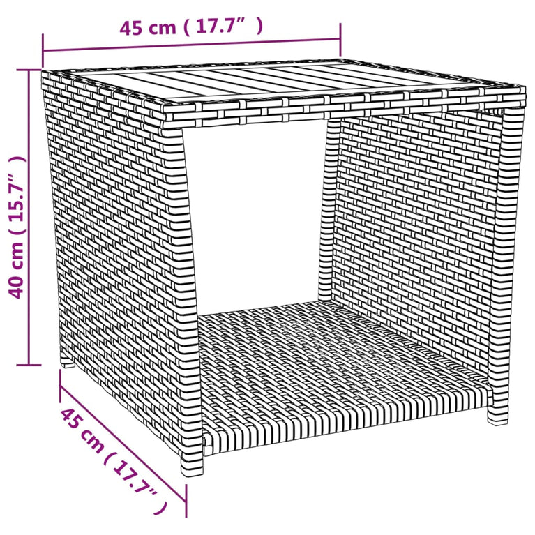 3-delige Loungeset poly rattan en massief acaciahout zwart MeubelReus