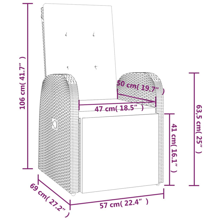 3-delige Loungeset poly rattan en massief acaciahout grijs MeubelReus