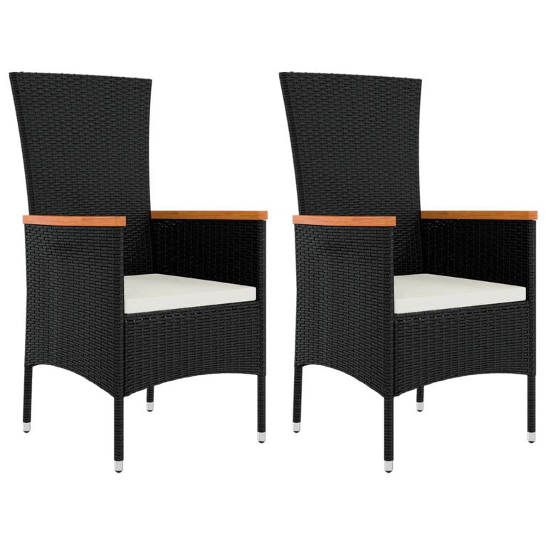 3-delige Loungeset poly rattan en staal zwart MeubelReus