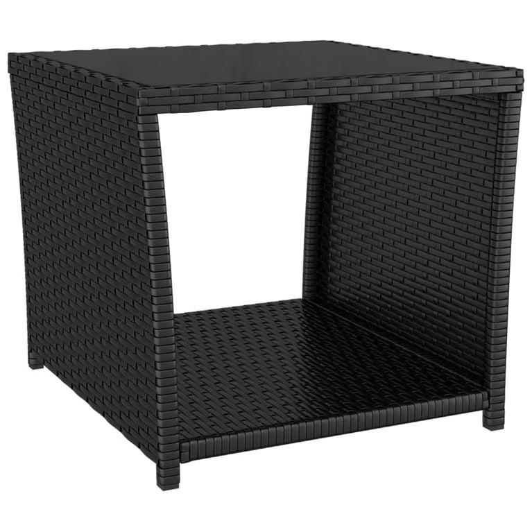 3-delige Loungeset poly rattan en staal zwart MeubelReus