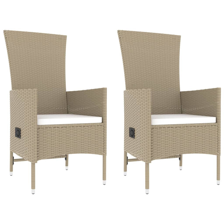 3-delige Loungeset poly rattan en staal beige MeubelReus