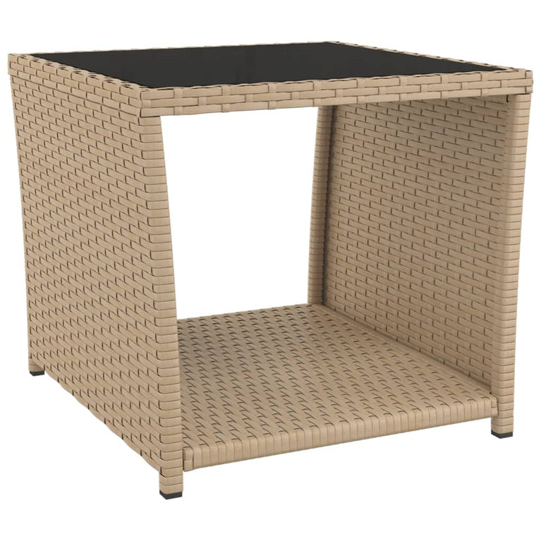 3-delige Loungeset poly rattan en staal beige MeubelReus