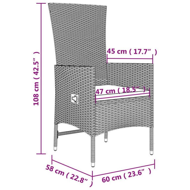 3-delige Loungeset poly rattan en staal beige MeubelReus