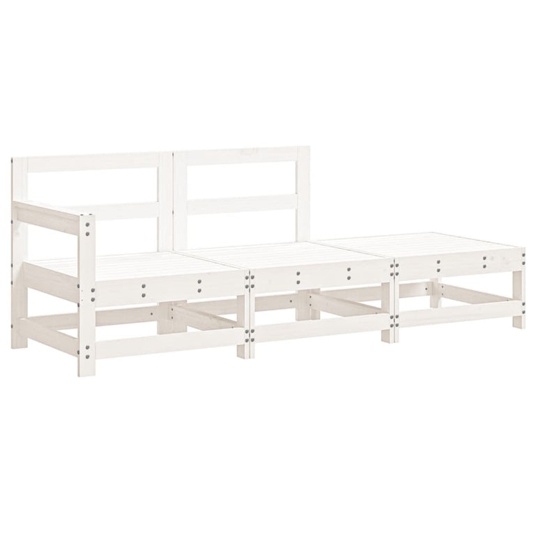 3-delige Loungeset met kussens massief hout wit MeubelReus