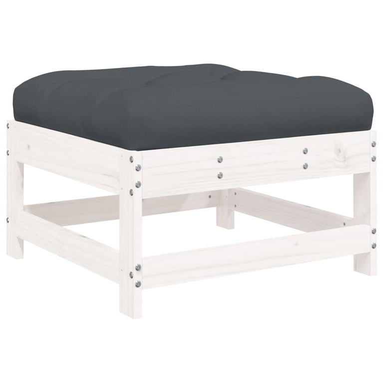 3-delige Loungeset met kussens massief hout wit MeubelReus