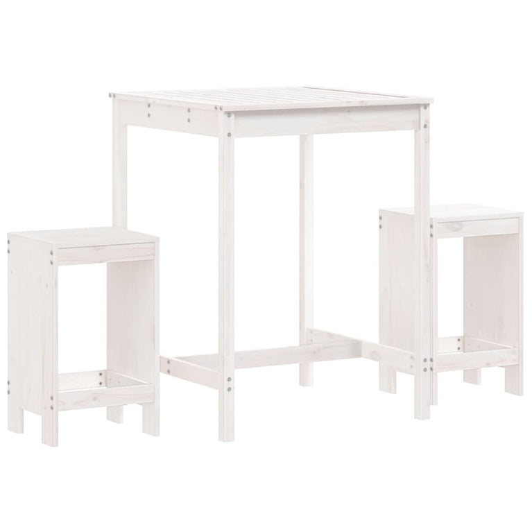 3-delige Barset massief grenenhout wit