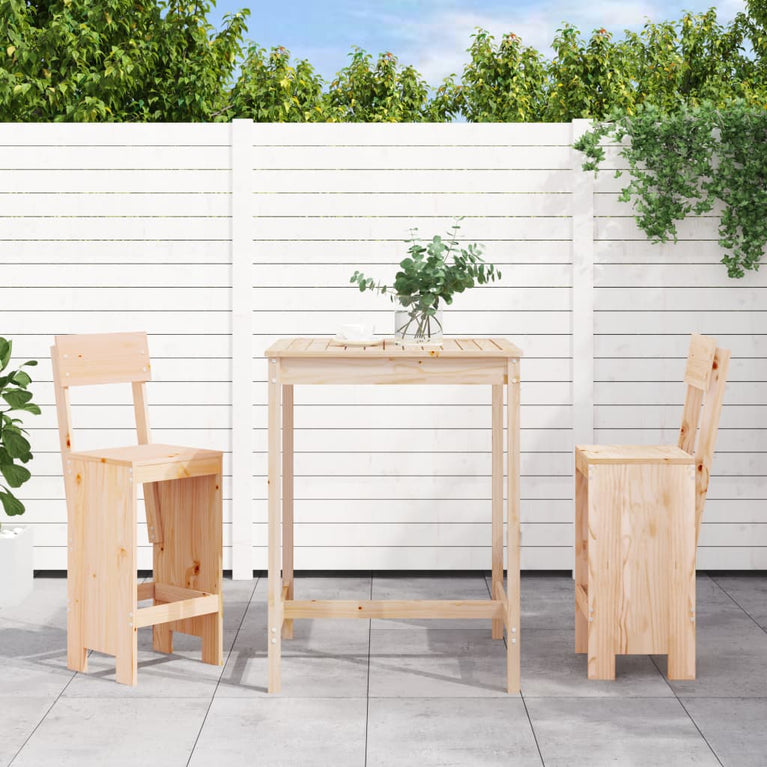 3-delige Tuinbarset massief grenenhout