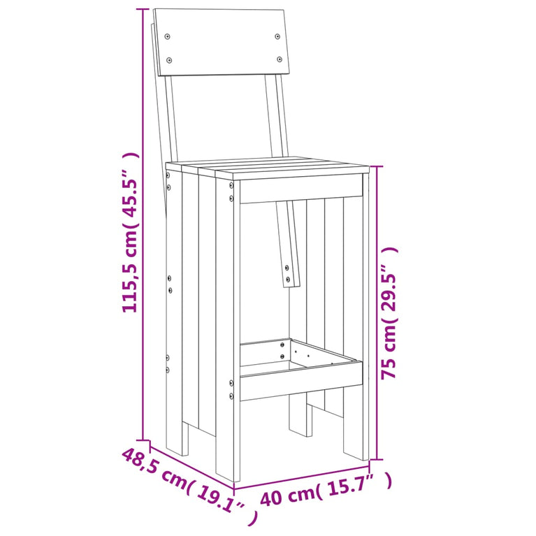 3-delige Barset massief grenenhout wit