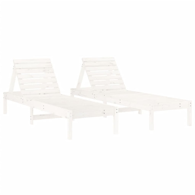 Ligstoelen 2 st 199,5x60x74 cm massief grenenhout wit