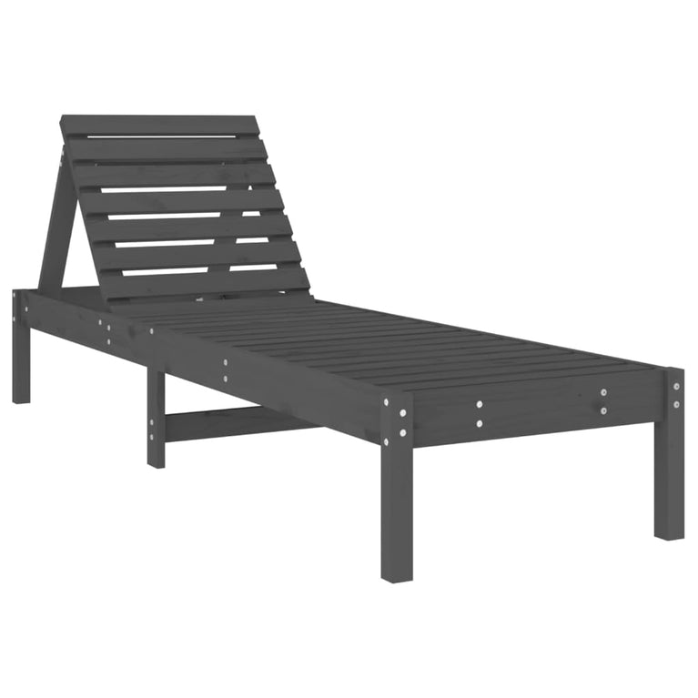 Ligstoel 199,5x60x74 cm massief grenenhout grijs