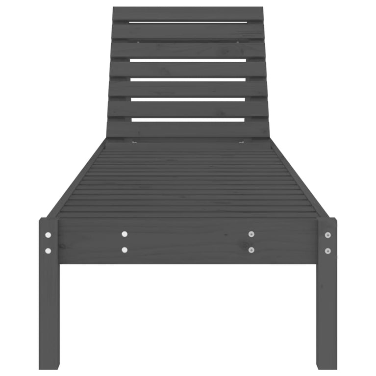 Ligstoel 199,5x60x74 cm massief grenenhout grijs